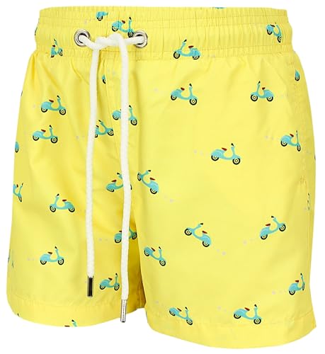 Aquarti Vater Sohn Badeshorts – Schnelltrocknend, hochwertig, chlor- und salzwasserresistent, Größen 5 Jahre bis XXL, Farbe: Mofa Gelb, Größe: L von Aquarti