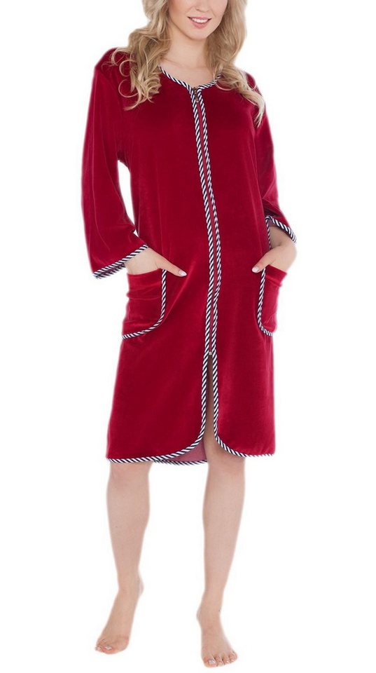 Aquarti Damenbademantel Aquarti Damen Velours Bademantel Morgenmantel Kurz mit Reißverschlus von Aquarti