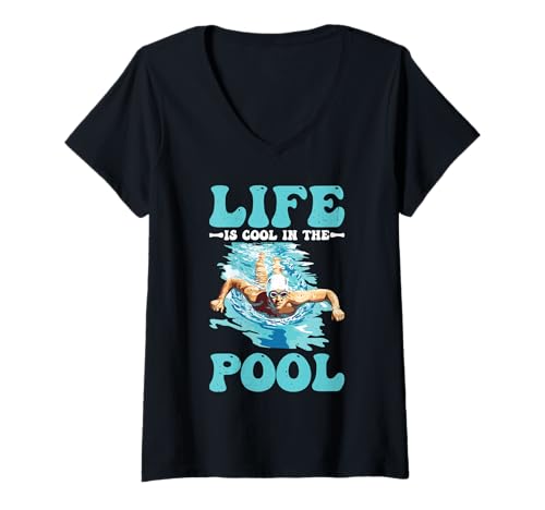 Damen Life is Cool In The Pool Sommerschwimmen - T-Shirt mit V-Ausschnitt von Aquatischer Vibes Lebensstil