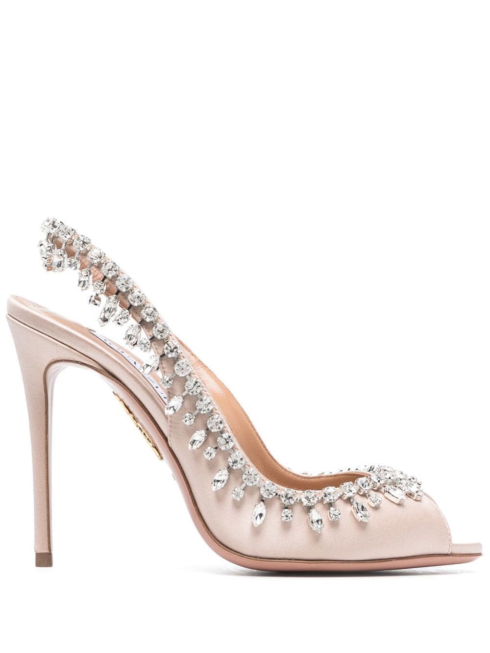 Aquazzura Temptation Slingback-Pumps mit Kristallen 105mm - Rosa von Aquazzura