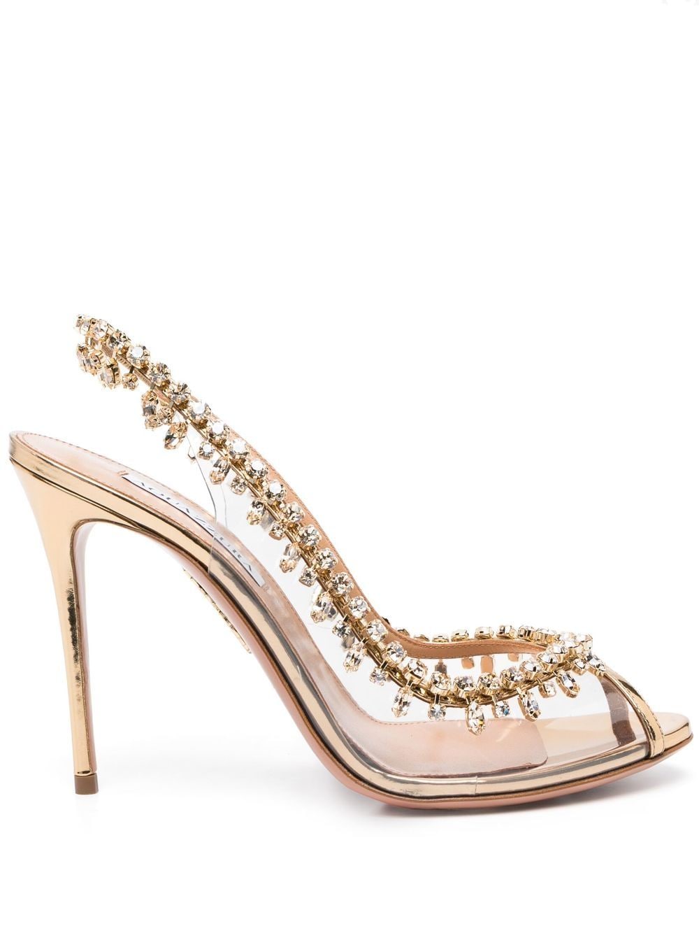 Aquazzura Slingback-Sandalen mit Kristallen - Nude von Aquazzura