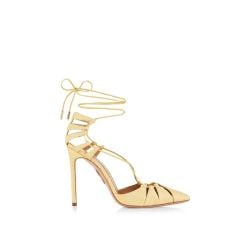 Aquazzurra Bellissima Gelbe Raffia Stiletto Sandalen von Aquazzura