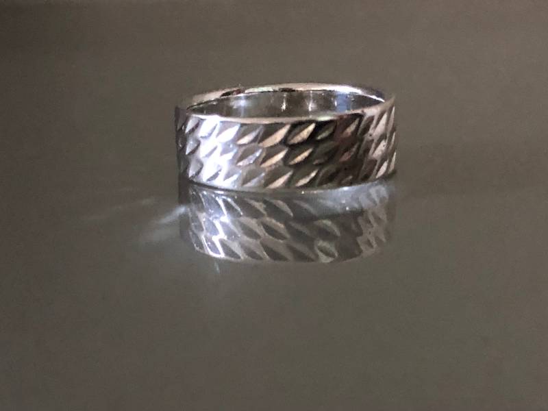 Vintage Diamantschliff Sterling Silber Band Ring von AquitaineArts