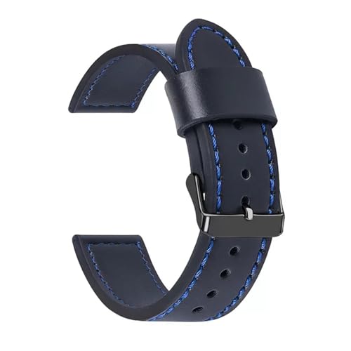 Aqxycvb 18mm 20mm 22mm 24mm Vintage Echtes Leder Uhrenarmband Universal Armband Männer Frauen Sport Ersatz Zubehör Sport band (Color : Black blue-black, Size : 20mm) von Aqxycvb