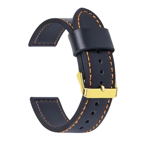 Aqxycvb 18mm 20mm 22mm 24mm Vintage Echtes Leder Uhrenarmband Universal Armband Männer Frauen Sport Ersatz Zubehör Sport band (Color : Black orange-gold, Size : 18mm) von Aqxycvb