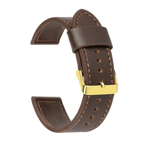 Aqxycvb 18mm 20mm 22mm 24mm Vintage Echtes Leder Uhrenarmband Universal Armband Männer Frauen Sport Ersatz Zubehör Sport band (Color : Brown-gold, Size : 18mm) von Aqxycvb