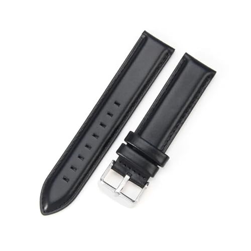 Aqxycvb For Uhr Strap Frauen Qualität Echtes Leder Armband 12/13mm 14mm 17mm 18mm 19mm 20mm 22mm Männer Armband (Color : Black-Silver, Size : 12mm) von Aqxycvb