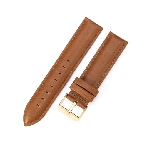 Aqxycvb For Uhr Strap Frauen Qualität Echtes Leder Armband 12/13mm 14mm 17mm 18mm 19mm 20mm 22mm Männer Armband (Color : Brown-Gold, Size : 13mm) von Aqxycvb