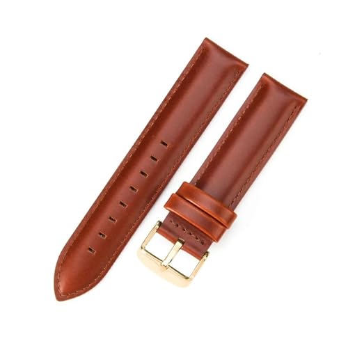 Aqxycvb For Uhr Strap Frauen Qualität Echtes Leder Armband 12/13mm 14mm 17mm 18mm 19mm 20mm 22mm Männer Armband (Color : Red Brown-Gold, Size : 18mm) von Aqxycvb