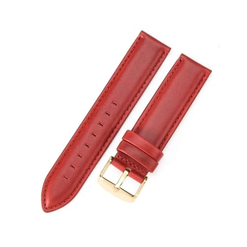 Aqxycvb For Uhr Strap Frauen Qualität Echtes Leder Armband 12/13mm 14mm 17mm 18mm 19mm 20mm 22mm Männer Armband (Color : Red-Gold, Size : 13mm) von Aqxycvb