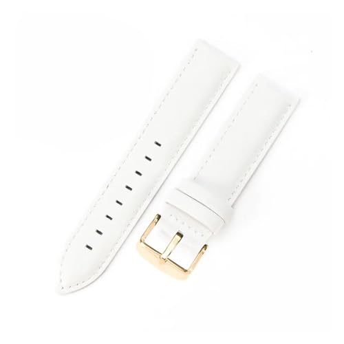 Aqxycvb For Uhr Strap Frauen Qualität Echtes Leder Armband 12/13mm 14mm 17mm 18mm 19mm 20mm 22mm Männer Armband (Color : White-Gold, Size : 13mm) von Aqxycvb