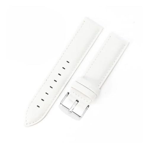 Aqxycvb For Uhr Strap Frauen Qualität Echtes Leder Armband 12/13mm 14mm 17mm 18mm 19mm 20mm 22mm Männer Armband (Color : White-Silver, Size : 12mm) von Aqxycvb