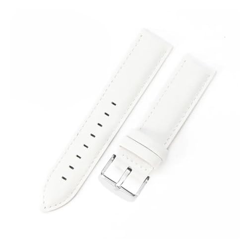 Aqxycvb For Uhr Strap Frauen Qualität Echtes Leder Armband 12/13mm 14mm 17mm 18mm 19mm 20mm 22mm Männer Armband (Color : White-Silver, Size : 13mm) von Aqxycvb