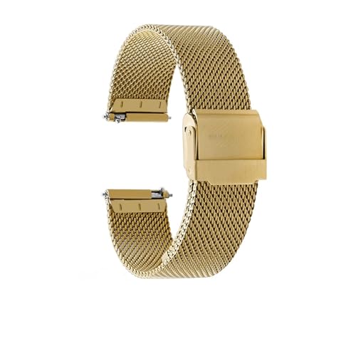 Aqxycvb Mesh-Uhrenarmband for Uhren-Milanese-Armband 12 13 14 15 16 17 18 19 20 21 22 23 24 mm Männer Frauen Stahl-Uhrenarmband-Werkzeuge (Color : Gold, Size : 14mm) von Aqxycvb