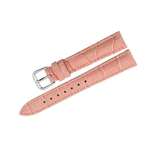 Aqxycvb Uhrenarmband aus echtem Leder, 12, 14, 16, 18, 20, 22 mm, Uhrenzubehör, Leder-Uhrengürtel, Uhrenarmbänder (Color : Pink, Size : 14mm) von Aqxycvb