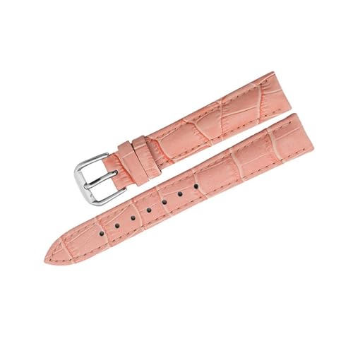 Aqxycvb Uhrenarmband aus echtem Leder, 12, 14, 16, 18, 20, 22 mm, Uhrenzubehör, Leder-Uhrengürtel, Uhrenarmbänder (Color : Pink, Size : 16mm) von Aqxycvb