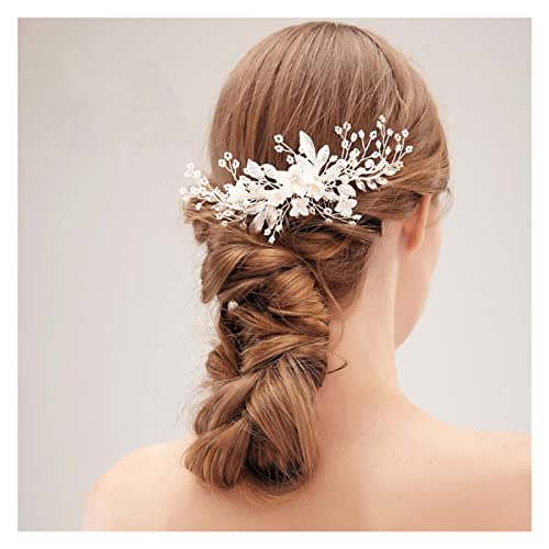 Aqxyedc Blume Braut Haarkamm Hochzeit Haarschmuck Strass Perle Braut Blume Haarkamm Frauen Kopf Schmuck Schmuck Verzierung Braut Tiaras wanglan von Aqxyedc