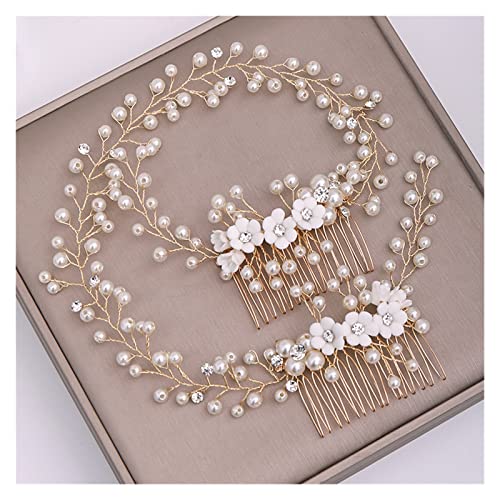 Aqxyedc Braut Hochzeit Blume Haarschmuck Gold Perle Haarkamm Tiara Strass Braut Kopfschmuck Braut Haarschmuck Zubehör wanglan Aqxyedc Braut Hochzeit Blume Haarschmuck Gold Perle Haarkamm Tiara Strass Braut Kopfschmuck Braut Haarschmuck Zubehör wanglan von Aqxyedc