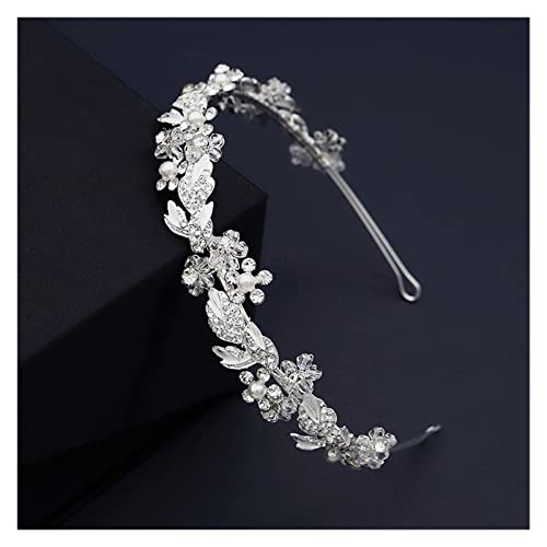 Aqxyedc Braut Hochzeit Haarschmuck Handgemachte glänzende Kristall Blume Blatt Perlen Haarband Stirnbänder for Frauen Mädchen Kopfbedeckung wanglan(Gold Color) von Aqxyedc