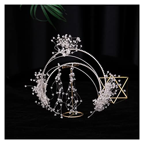Aqxyedc Braut Vintage Silber Full Crystal Große Haarband Braut Shinny Strasshaare Hairoop Kopfschmuck Braut Haarstück Hochzeit Stirnband wanglan(Imitation Rhodium Plated) von Aqxyedc