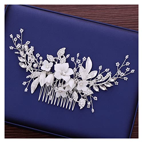Aqxyedc Elegante weiße Blume Braut Haarkamm Handgemachte Perle Strass Kopf Zubehör Haarkamm for Frauen Hochzeit Haarschmuck wanglan Aqxyedc Elegante weiße Blume Braut Haarkamm Handgemachte Perle Strass Kopf Zubehör Haarkamm for Frauen Hochzeit Haarschmuck wanglan von Aqxyedc