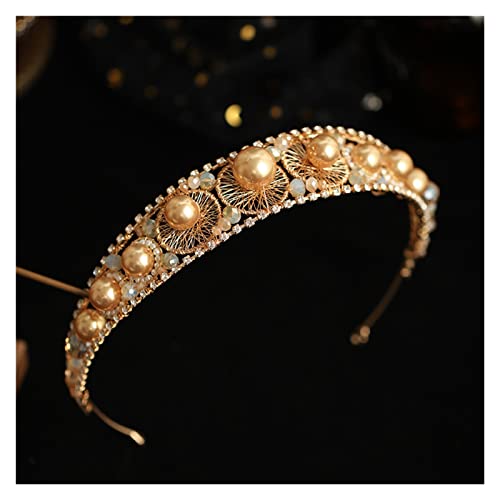 Aqxyedc Goldfarbe Perle Strass Haarfassung Haarband Kopf Schmuck Hochzeitszubehör for Braut Haarschmuck for Frauen wanglan Aqxyedc Goldfarbe Perle Strass Haarfassung Haarband Kopf Schmuck Hochzeitszubehör for Braut Haarschmuck for Frauen wanglan von Aqxyedc