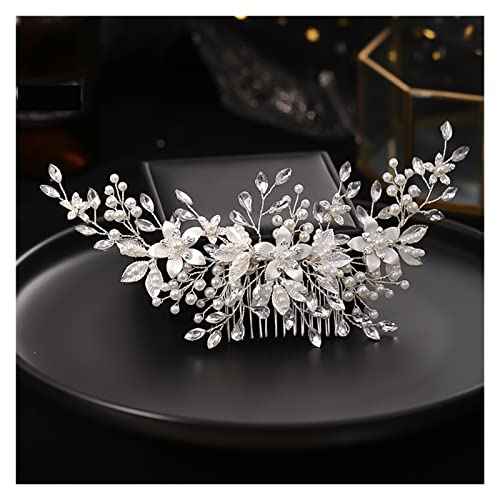 Aqxyedc Handgemachte Silberfarbe Blume Haarkamm Perle Strass Blume Haarschmuck for Frauen Braut Hochzeit Zubehör Tiara wanglan Aqxyedc Handgemachte Silberfarbe Blume Haarkamm Perle Strass Blume Haarschmuck for Frauen Braut Hochzeit Zubehör Tiara wanglan von Aqxyedc