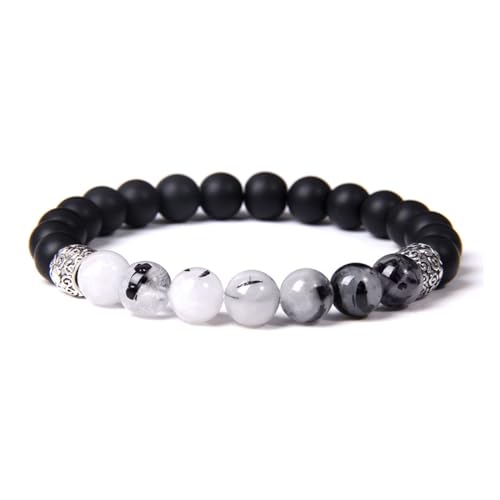 Aqxyedc Hochwertige schwarze Rutilquarze Armband Naturstein Kristall Armbänder for Männer Frauen Lava Onyx Heilung Reiki Yoga Schmuck wanglan(23cm_2.Matte Black Onyx) von Aqxyedc