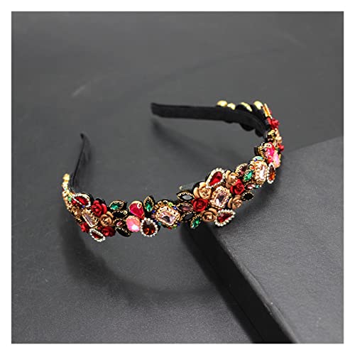 Aqxyedc Neue Mode Temperament Persönlichkeit Blume Metall Rose Inline Strass Wild Damen Party Stirnband Braut Haarschmuck 854 wanglan(1) von Aqxyedc