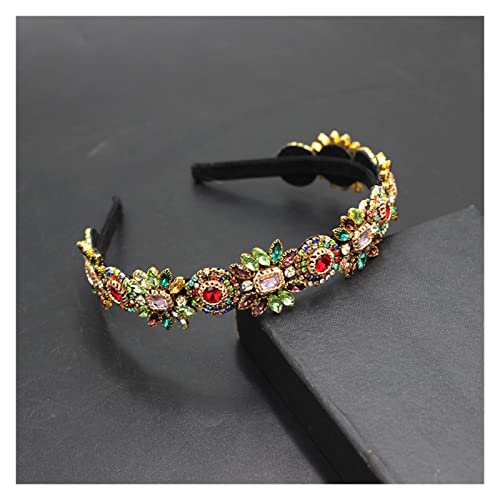 Aqxyedc Neue Mode Temperament Persönlichkeit Blume Metall Rose Inline Strass Wild Damen Party Stirnband Braut Haarschmuck 854 wanglan(2) von Aqxyedc