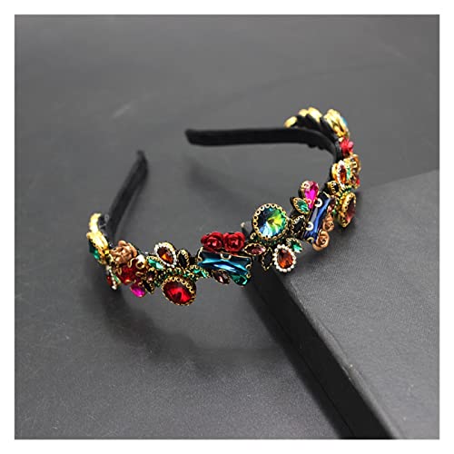 Aqxyedc Neue Mode Temperament Persönlichkeit Blume Metall Rose Inline Strass Wild Damen Party Stirnband Braut Haarschmuck 854 wanglan(3) von Aqxyedc