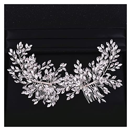Aqxyedc Neueste Design Kristall Strass Haarkamm Hochzeit Haarschmuck Doppel Haarkämme for Braut Kristallrhinestone Stirnband wanglan(Silver) von Aqxyedc