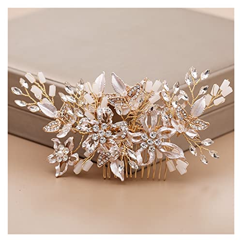 Aqxyedc Rose Gold Strass Haar Kämms Hochzeit Haarschmuck for Braut Frauen Kristall Kopfschmuck Haarschmuck Braut Haarschmuck wanglan(Gold) von Aqxyedc