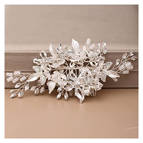 Aqxyedc Rose Gold Strass Haar Kämms Hochzeit Haarschmuck for Braut Frauen Kristall Kopfschmuck Haarschmuck Braut Haarschmuck wanglan(Silver) von Aqxyedc