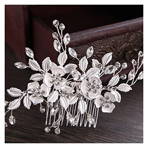 Aqxyedc Silber Farbe Blume Haar Kämms Strass Elegante Haarschmuck for Braut Exquisite Hochzeit Haarschmuck Braut Haarkämme wanglan(Silver) von Aqxyedc