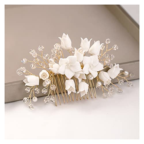 Aqxyedc Weiße Blume Haarkamm Frauen Haarschmuckschmuck Verzierung Braut Haarschmuck Kamm Kopfschmuck Hochzeit Haarkamm Kopfband wanglan von Aqxyedc