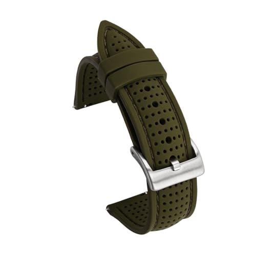 Aqxypas 18mm 20mm 22mm 24mm Silikon Sport Armband Wasserdicht Männer Ersatz Band for Watch3 S3 Uhr GT2 46mm GTR(Army green silver,18mm) von Aqxypas
