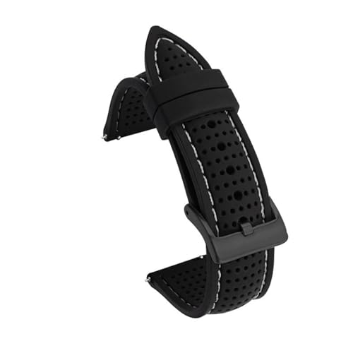 Aqxypas 18mm 20mm 22mm 24mm Silikon Sport Armband Wasserdicht Männer Ersatz Band for Watch3 S3 Uhr GT2 46mm GTR(Black white black,22mm) von Aqxypas