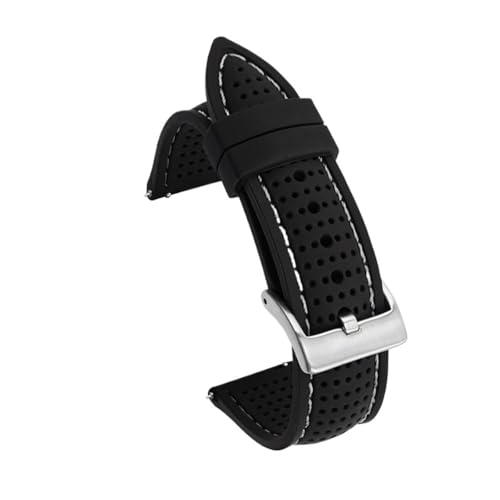 Aqxypas 18mm 20mm 22mm 24mm Silikon Sport Armband Wasserdicht Männer Ersatz Band for Watch3 S3 Uhr GT2 46mm GTR(Black white silver,18mm) von Aqxypas