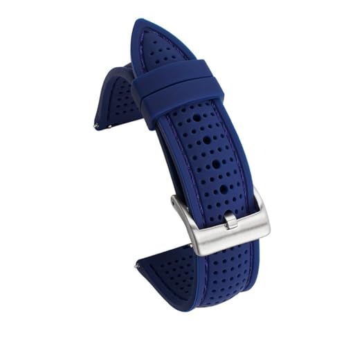 Aqxypas 18mm 20mm 22mm 24mm Silikon Sport Armband Wasserdicht Männer Ersatz Band for Watch3 S3 Uhr GT2 46mm GTR(Blue silver,20mm) von Aqxypas
