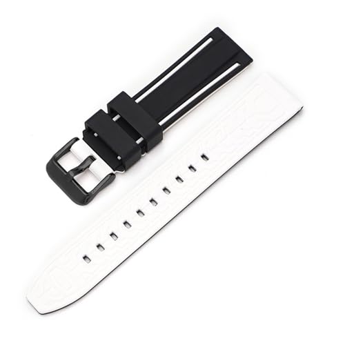Aqxypas 22mm Doppel Farbe Silikon Armband for X Swatch Männer Frauen Tauchen Sport Wasserdichte Gummi Ersetzen Uhr Band Mit Werkzeuge(BLACK WHITE) von Aqxypas
