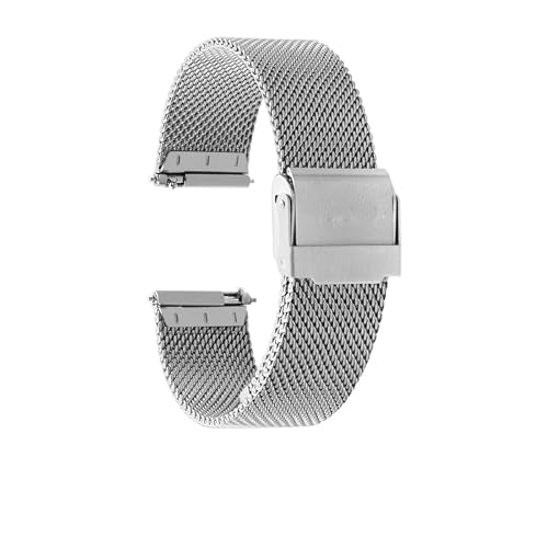 Aqxypas Mesh-Uhrenarmband for Uhren-Milanese-Armband 12 13 14 15 16 17 18 19 20 21 22 23 24 mm Männer Frauen Stahl-Uhrenarmband-Werkzeuge(Silver,12mm) von Aqxypas