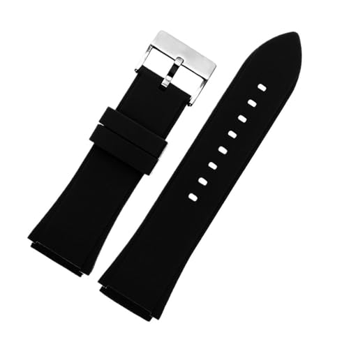 Aqxypas Silikon Armband Blau Edelstahl Schnalle Wasserdicht Männer Ersatz Armband Uhr Band for W0247G3 W0040G3 W0040G7(Black) von Aqxypas