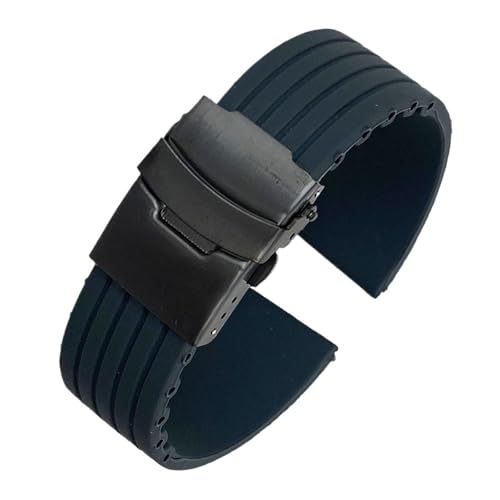 Aqxypas Silikon Sport Armband 18/20/22/24mm Faltschließe Universelle Wasserdichte Gummi Männer Ersatz Armband Band uhr Zubehör(Grey black,20mm) von Aqxypas