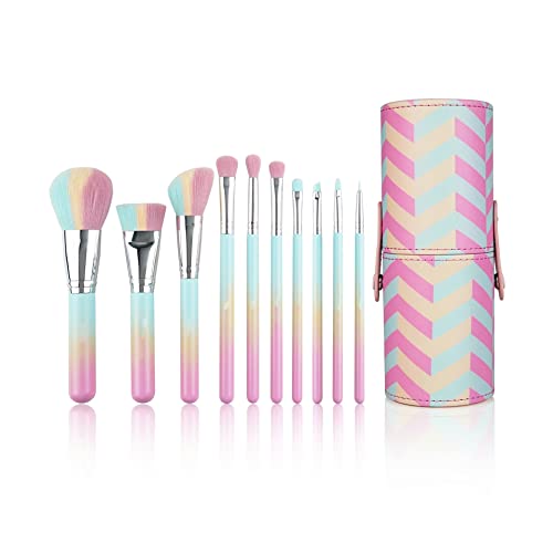 Aqxyxsw 10 Stücke Bunte Make-up Pinsel Set Hochwertige Schönheitswerkzeuge for Kosmetische Puder Foundation Lidschatten Eyeliner Mit Eimer lingli(Color:Brush And Bucket) von Aqxyxsw