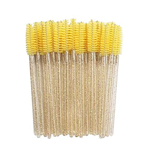 Aqxyxsw 1000 Stück Glitter Mascara Zauberstäbe Einweg-Wimpernbürsten for Verlängerungen Wimpern-Applikator Kristallgriff Make-up-Tool-Kits lingli(Color:GELB) von Aqxyxsw