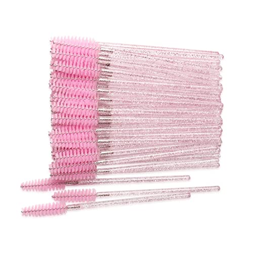 Aqxyxsw 1000 Stück Glitter Mascara Zauberstäbe Einweg-Wimpernbürsten for Verlängerungen Wimpern-Applikator Kristallgriff Make-up-Tool-Kits lingli(Color:Rosa) von Aqxyxsw