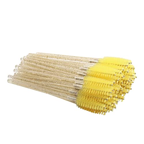 Aqxyxsw 250pcs Wimpern Mascara Bürsten Kristall Wimpernbürsten Wimperntusche Zauberstäbe Applikator Wimpern Verlängerung Augenbrauen und Make-up-Tool lingli(Color:GELB) von Aqxyxsw