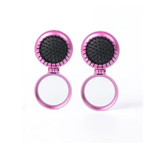 GUYTRM 2 stücke Mini Taschenspiegel Klappkamm Mädchen Frauen Tragbare Runde Tasche Kleine Reise Massage Haarbürste mit Spiegel Zubehör lingli(2pcs Purple) von Aqxyxsw