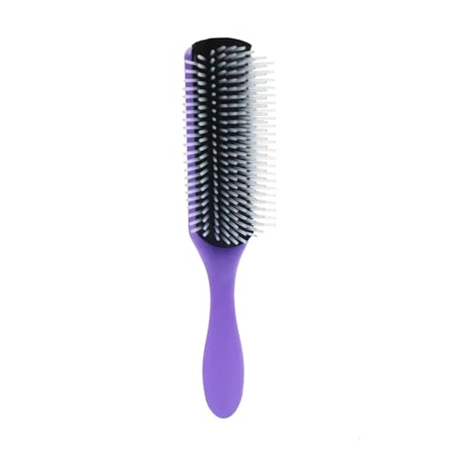 GUYTRM 9-reihige Entwirrungsbürste for lockiges Haar, antistatische Entwirrungs-Haarbürste, Kopfhaut-Massagegerät, gerader Kamm for nasses Haar, for Damen und Herren, Salon zu Hause lingli(Purple) von Aqxyxsw